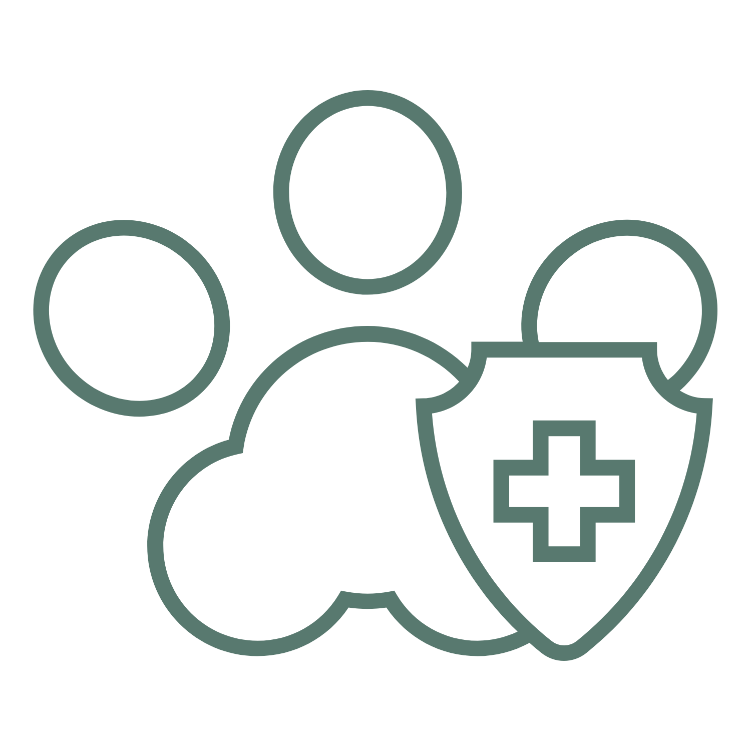 A simple line drawing of a paw print with a shield featuring a medical cross, symbolizing veterinary care or pet health services—ideal for a mini poodle breeder or those searching for mini poodle puppies in Utah.